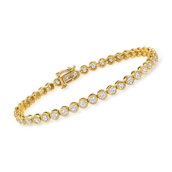 14k Gold over Sterling Silver V=Bezel Eternity Bracelet - Picture 2 of 3